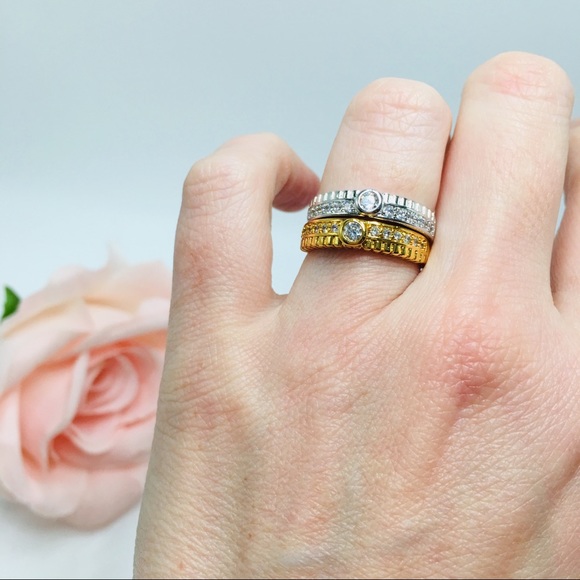 14k white gold plated ring band wedding diamond sz 8 - Picture 7 of 8